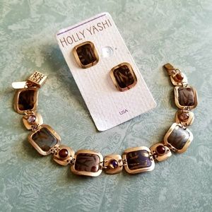 Stunning Holly Yashi Bracelet & Pierced Earrings